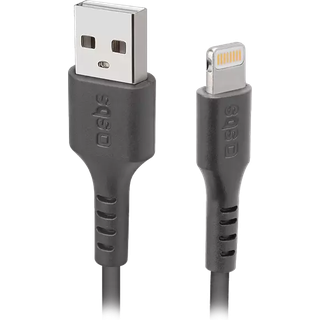 SBS USB-lightning kabel 1 meter - sort (På lager i varehus)