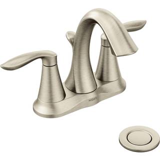 Moen Eva børstet nikkel to-håndtag 4-tommer centret badeværelse vandhane med drænforsamling badeværelse vandhaner til vask 3-huller 6410 mia