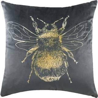 Evans Lichfield Evans Lichfield Grey Gold Bee Velvet Polyester Filled Cushion