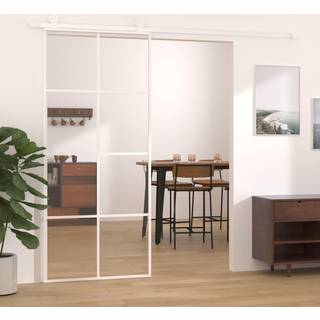 skydedør 90x205 cm hærdet glas og aluminium hvid