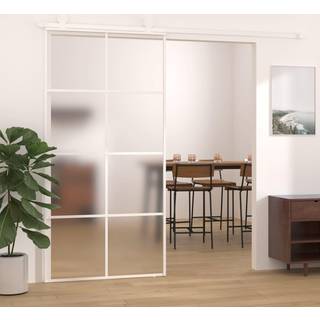 skydedør 102,5x205 cm hærdet matteret glas og aluminium hvid