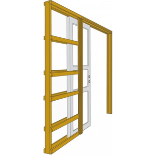 Swedoor skydevægselement hvid M8 t/725x2040 dør u/glas 122mm mod. 2 lag gips pr. side