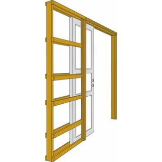 Swedoor indbygningsmodul til skydedør, 121 mm, til 1 lag gips - 149 x 210 cm