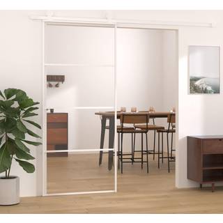 skydedør 90x205 cm hærdet glas og aluminium hvid