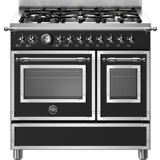 Heritage gaskomfur, 90 cm, 6 brændere, dobbelt ovn, mat sort - Bertazzoni