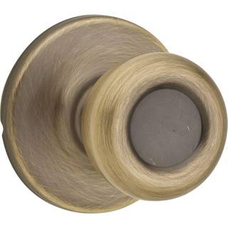 Kwikset Tylo Interiør Passage Door Knob Håndtag til skab og halldøre, der ikke er låst doorknob i antik messing med mikrobanbeskyttelse