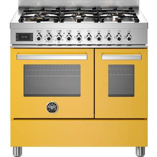PRO96L2EGIT Professional gaskomfur med dobbeltovn, 90 cm, gul