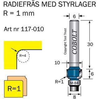 Cobolt 117-010 Afrundingsfræser R=1 / D=10