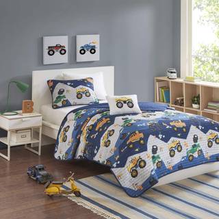Mi Zone Kids Nash Reversible Quilt Set Levende sjov design Lett Lett hele sæson Børn Sengding Coverlet Bedning Boys Boys Soveværelse D? Kor fuld/