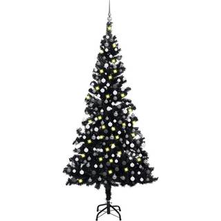 Kunstigt Juletræ Med Lys Og Kuglesæt 150 Cm Pvc Lyserød - Sort og grå / 210 x 120 cm