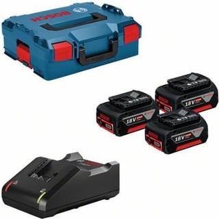 BOSCH Batterisæt 18V 3x batterier Li-Ion, 18V, 5Ah + hurtig lader + L-Boxx
