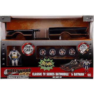 Jada Toys Build N'Collect 1966 Classic TV -serie Batmobile W/Batman & Robinfigure 1/24 Diecast Model Kit Black