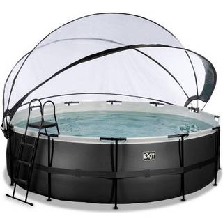 EXIT Black Leather pool ø450x122cm med sandfilterpumpe og dome - sort