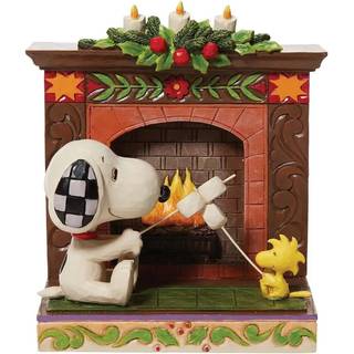 Enesco Jim Shore Peanuts Snoopy og Woodstock pejs figur 4,53 tommer flerfarvet