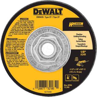 Dewalt DW8435 4-1/2-tommer med 1/8 tommer med 5/8-tommer -11 rørledningskæring/slibningshjul