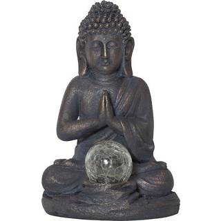 Star Trading - Solar Cell Lighting - Solar Cell Decoration Buddha - Gray - 27 cm