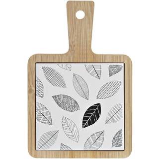 Snack bakke DKD Home Decor Hvid/Sort Bambus Stentøj Ark Cottage 18 x 12 x 1 cm