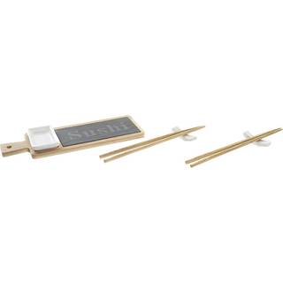 Sushi-sæt DKD Home Decor Bambus Bræt Natur Orientalsk 28 x 9 x 2 cm (3 Dele) (6 Dele)