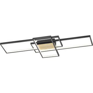 Tucson LED-loftlampe med træelement, sort