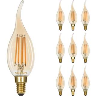 Fordelspakke 10x Noxion Lucent LED E14 Bent-tip Kerte filament Rav 4.1W 350lm - 822 ekstra varm hvid | dæmpbar - erstatter 40W