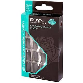 Royal Kunstige Negle Smokey Grey Coffin - 24 stk.