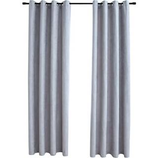 mørklægningsgardiner 2 stk. med metalringe 140 x 175 cm råhvid