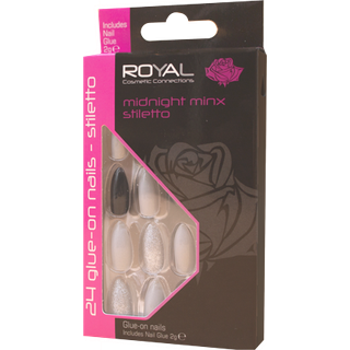 Royal Kunstige Negle Midnight Minx Stiletto - 24 stk