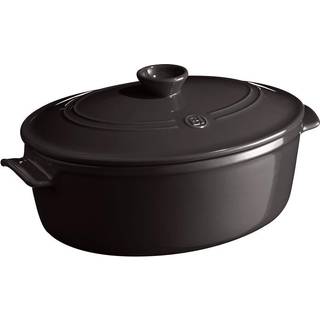 Oval keramisk gryde, 33cm/6L, Charcoal - Emile Henry