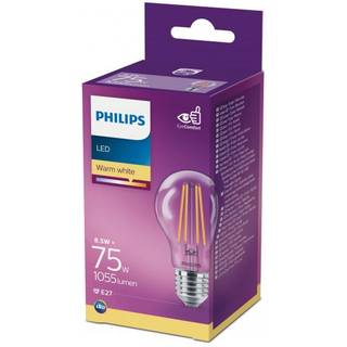 Philips LEDClassic Filament  75W  E27  varm hvid  klar ikke dæmpbar  1-stk  - 8718699665302 ✓ På lager - klar til levering og afhentning