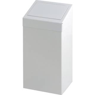 Affaldsspand med låg i stål 50 liter hvid