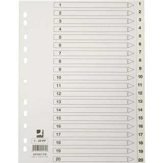 Q-connect register i A4 1-20 i plast i farven hvid