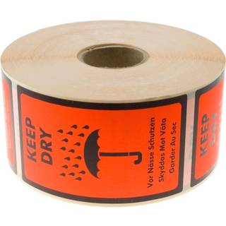 Etiket med tekst "Keep Dry" 120x70mm, 1000 stk