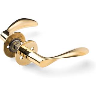 d line Arne Jacobsen dørgreb 97 mm med rosetter CC38, Poleret Messing