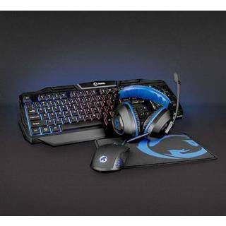 Nedis - Gaming Combo Kit | 4-i-1 | Tastatur, Headset, Mus og musemåtte | Blå / Sort | QWERTY | IT layout - GCK41100BKIT