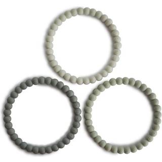 Mushie Silikone Pearl Bidering/Bidearmbånd Green Tea/Cool Gray/Sea Salt