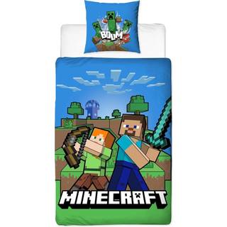 Minecraft sengetøj - 150x210 cm - Minecraft Boom - Sengesæt med 2 i 1 design - 100% bomuld
