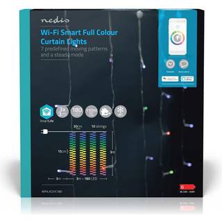 Nedis SmartLife Lyskæde/Dekorativ LED Gardin - 3x3 meter - RGB