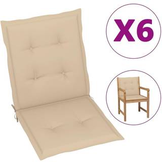 stolehynde m. lav ryg 6 stk. 100x50x3 cm oxfordstof beige