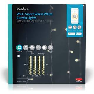 SmartLife LED Gardin lyskæde - Varm Hvid - 200 LED - 3 m