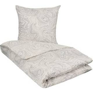 Mønstret sengetøj 150x210 cm - 100% Blødt bomuldssatin - Marble light grey - By Night sengesæt
