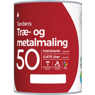 Tendens træ og metalmaling halvblank 50 0,675 liter - lysegrå (På lager i varehus)