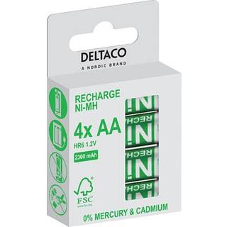 Deltaco batteri recharge NI-MH AA HR6 1.2V 2300 mAh 4 stk.