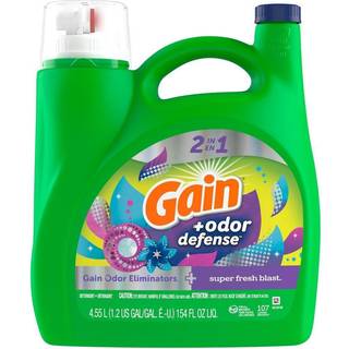 Gain + Odor Defense Flydende vaskemiddel Super Fresh Blast Scent 107 belastninger HE-kompatibel