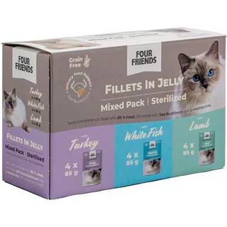 Four Friends Cat, Sterilized in Jelly Mix, 12-pack -