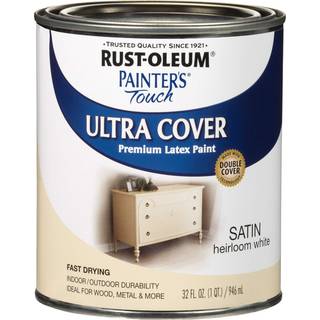 Rust-Oleum 240285 Painter's Touch Latex Paint Quart Satin Heirloom White 32 Fl oz (Pack of 1)