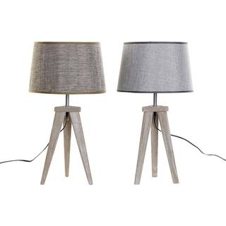 Bordlampe DKD Home Decor Ark Grå Brun Hør 250 V 60 W Fyrretræ (30 x 30 x 57.5 cm) (2 pcs)