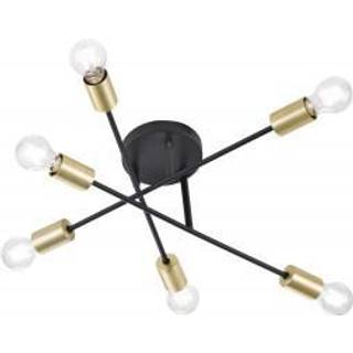 Loftlampe Cross i sort-guld m. 6 lyskilder