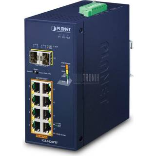 PLANET IGS-1020PTF Industrial 8-Port 10/100/1000T 802.3at PoE + 2-Port 100/1000X SFP Ethernet