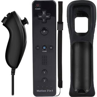 Wii Remote Plus + Nunchuk til Wii/Wii U. Inkl silikonecase. Sort