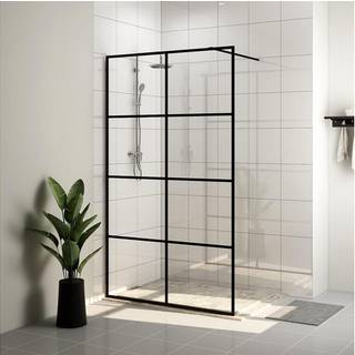 brusevæg 115x195 cm klart sikkerhedsglas sort